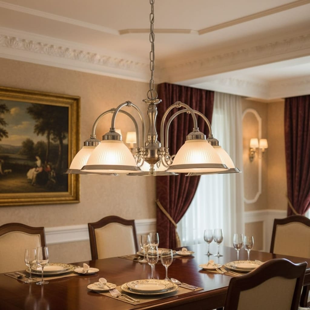 TF Vintora Ribbed Glass Pendant Light – Elegant Metal Trim for Kitchens, Dining Areas and Hallways