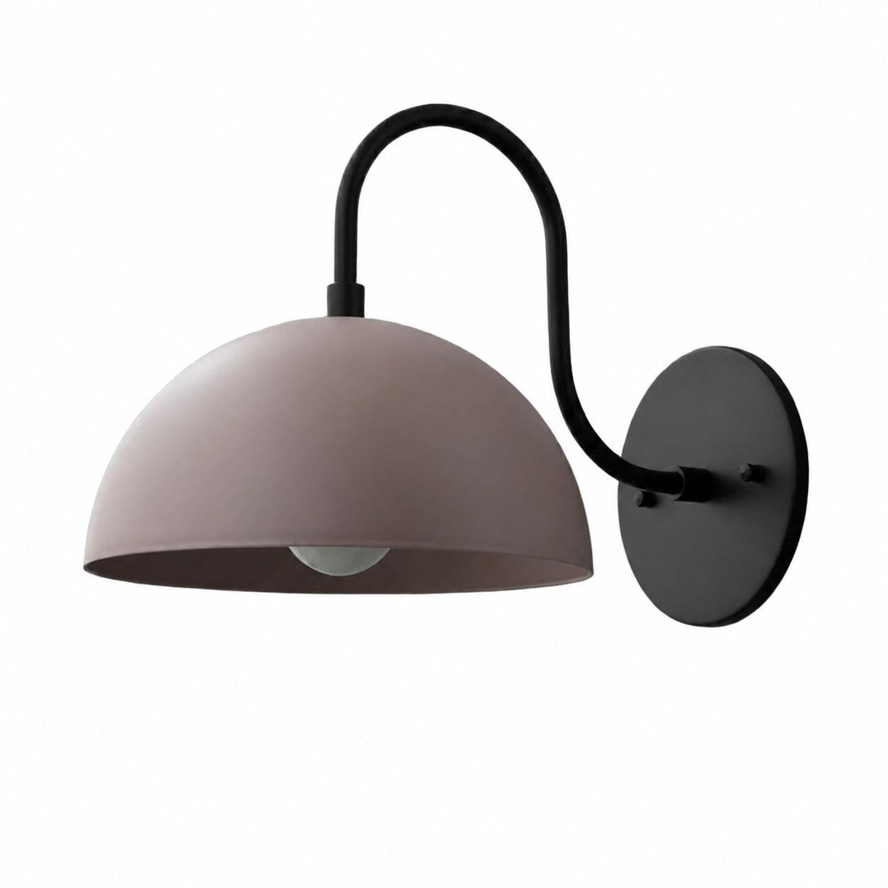 Curva Metal  Industrial Wall Sconce - Curved Brass Arm - Hammered Dome Light Fixture