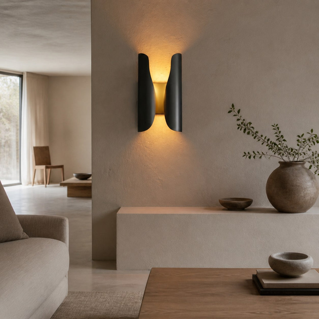 Auregon Artistic Sculptural Wall Sconce – Abstract Coiled Metal Wall Light for Hallway or Living Room