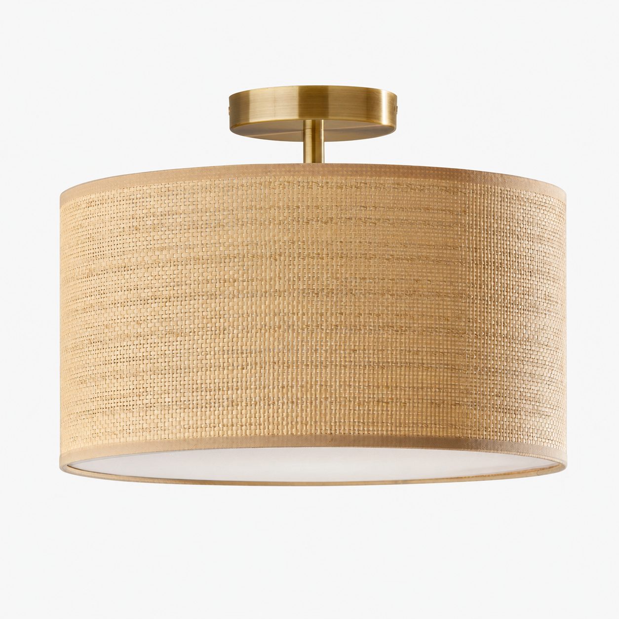 Dumora Drum Shade Ceiling Light - Natural Woven Paper Flush Mount