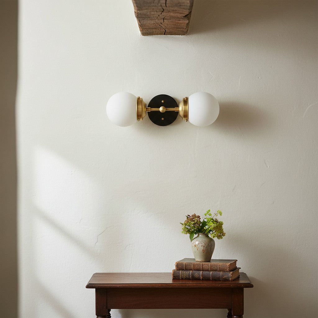 Lumio Globe Modern Geometric Sconce - Two Light Bathroom Vanity Lighting