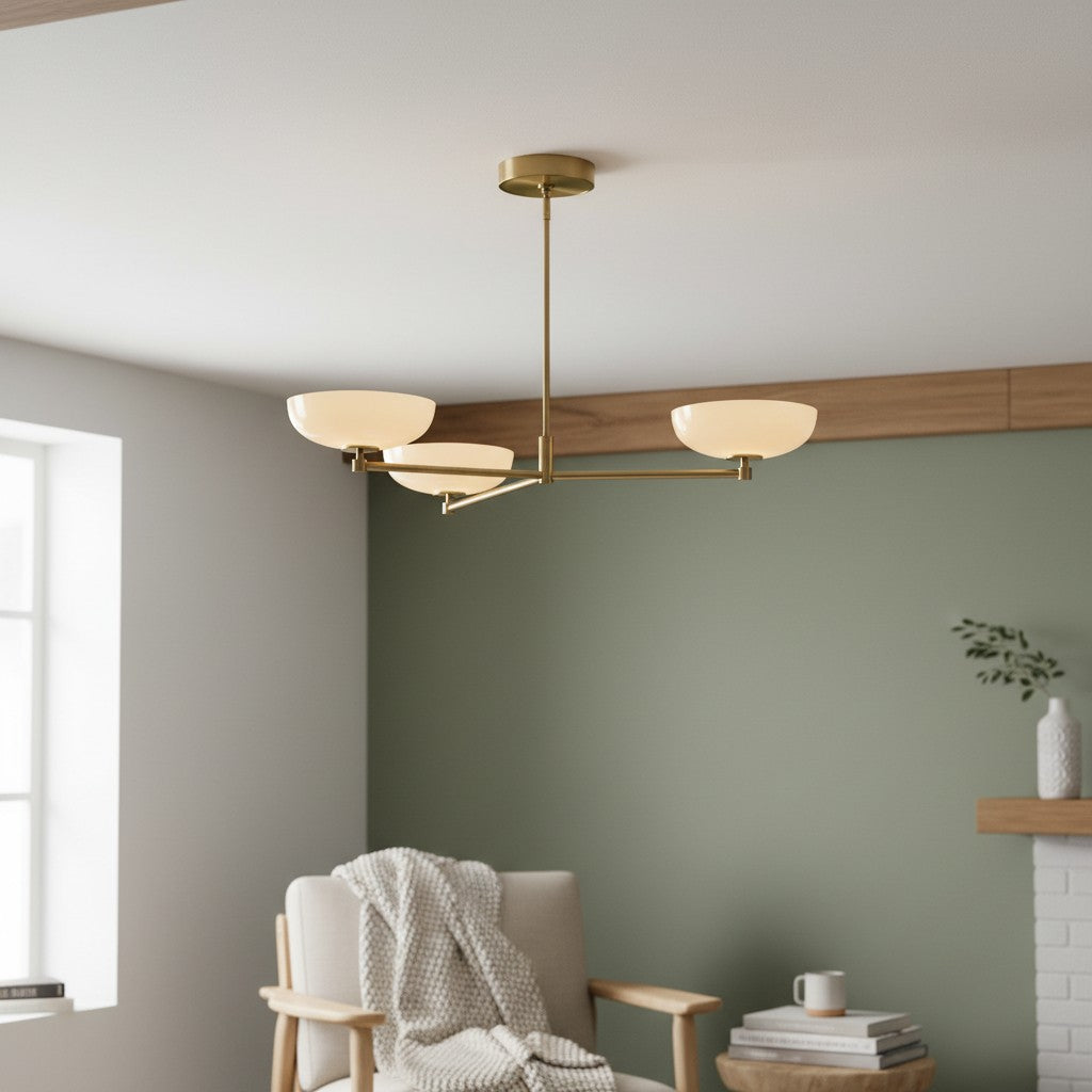 Vega Glass Mid-Century Modern Globe Chandelier with Glass Shades for Dining Room and Kitchen Island