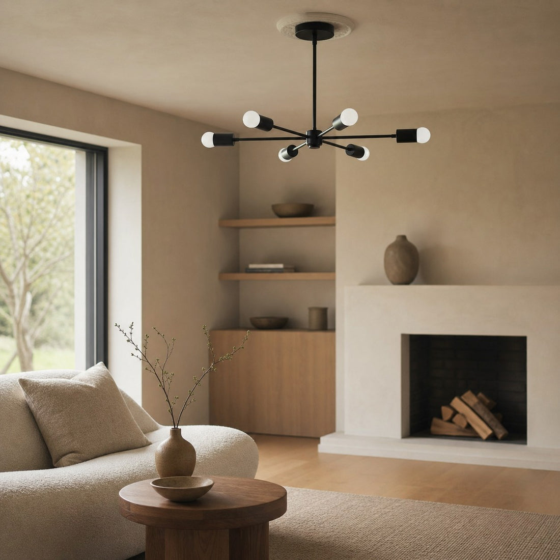 Mobilux Line Mid Century Modern Chandelier - 6 Heads Hanging Ceiling Light