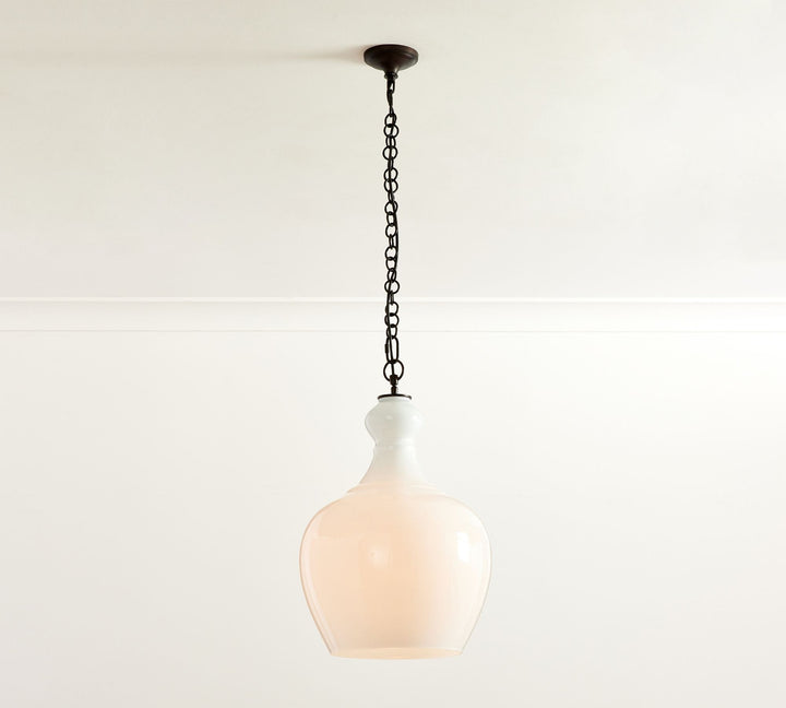 Lawson Glass Pendant Light - Recycled & Milk Glass with Bronze Accent
