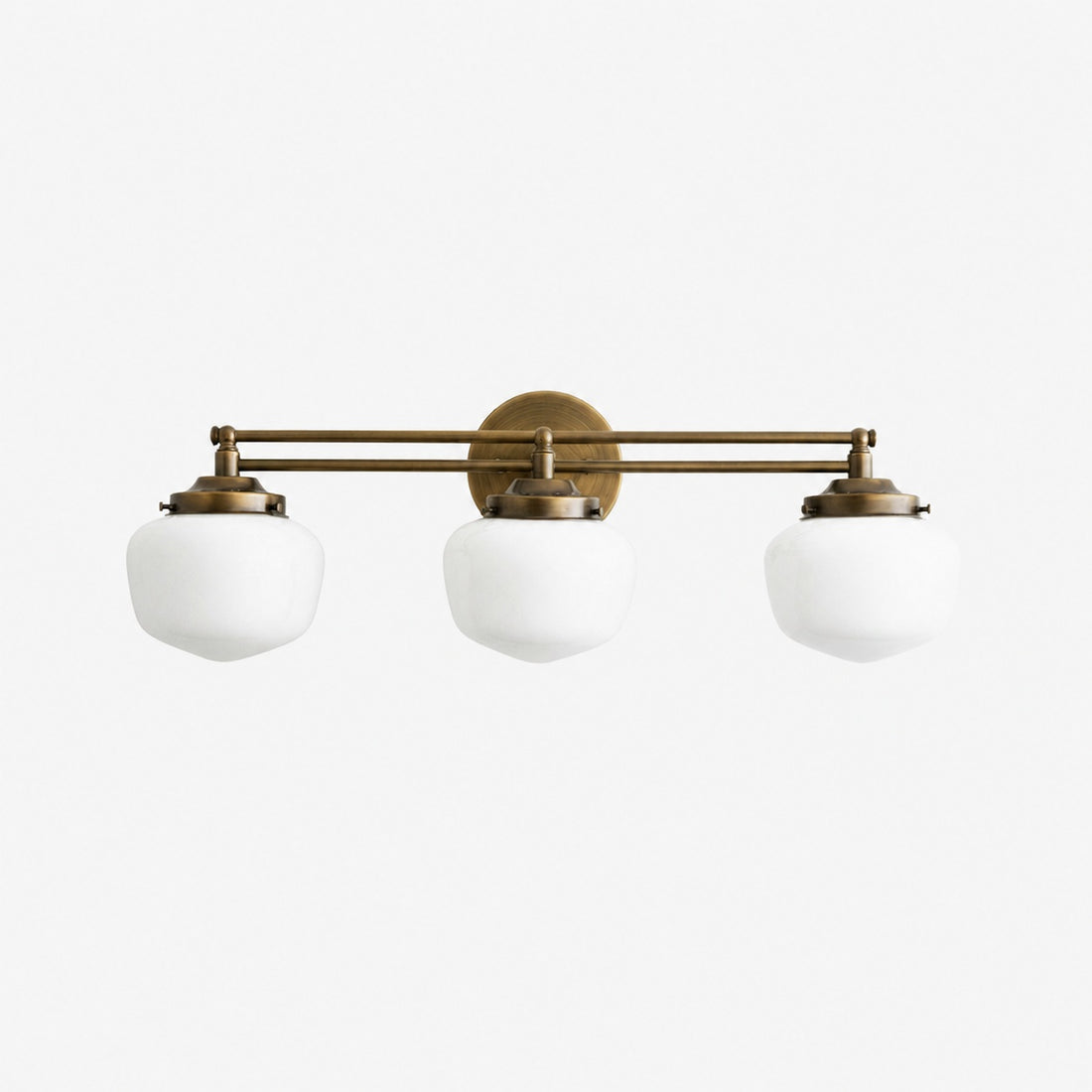 Opalume Glass Art Deco Vanity Light - Bathroom Wall Sconce with White Glass Shades