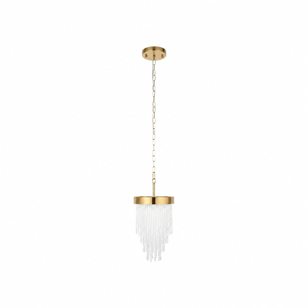 Cavara Multi-Tier Glass Rod Chandelie – Tiered Brass Pendant for Dining and Entry