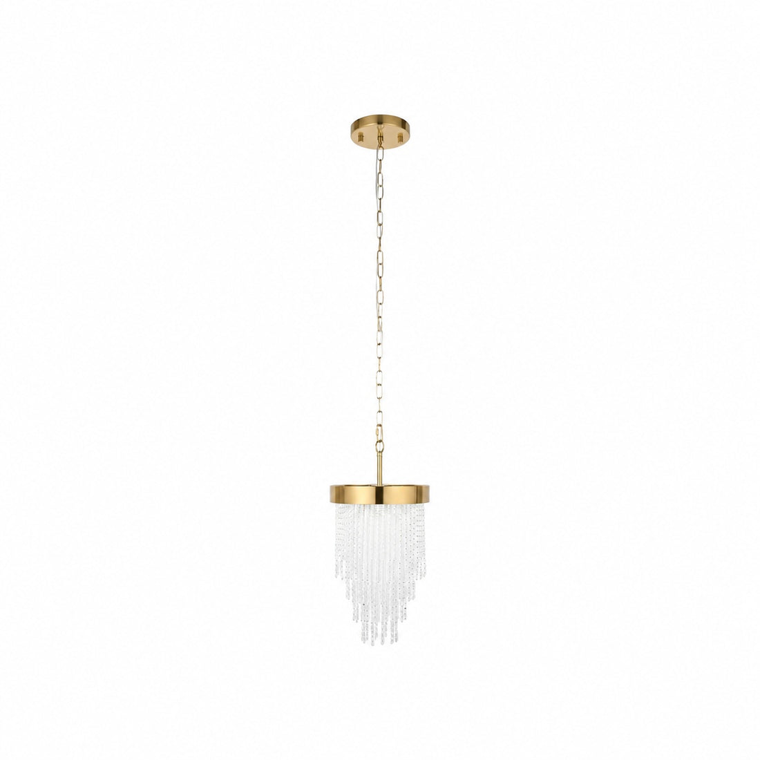 Cavara Multi-Tier Glass Rod Chandelie – Tiered Brass Pendant for Dining and Entry