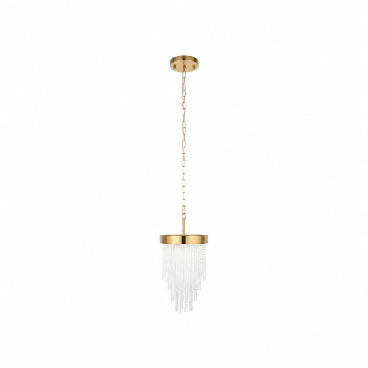Cavara Multi-Tier Glass Rod Chandelie – Tiered Brass Pendant for Dining and Entry