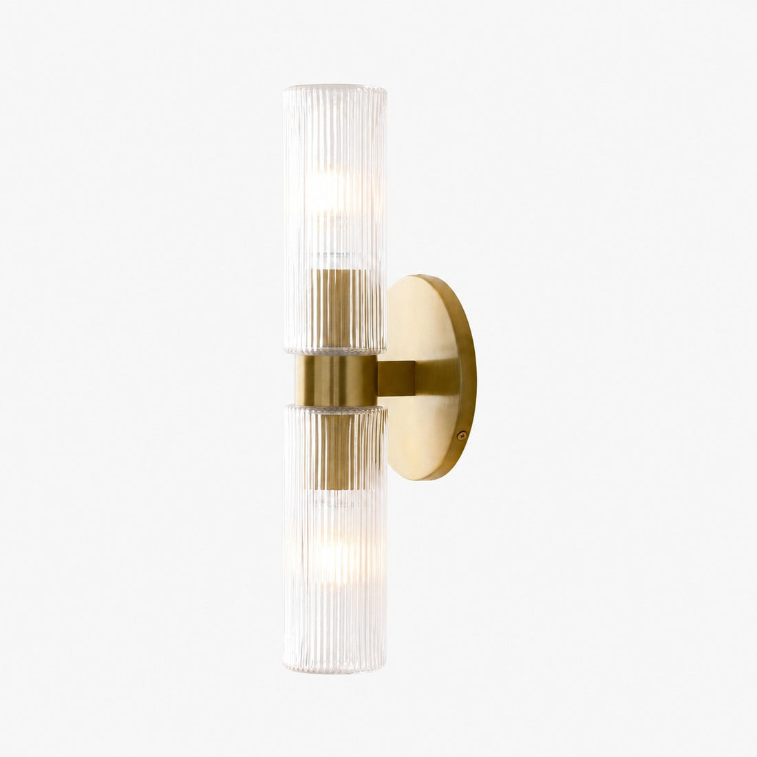 Rivora Fluted Glass Double Short Sconce - Indoor Outdoor Wall Light Elegance