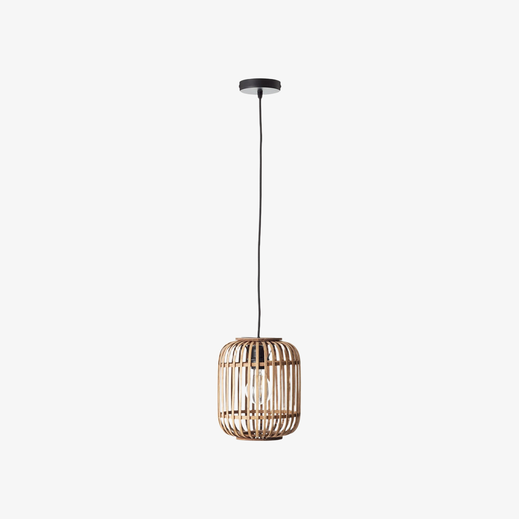 Yumeko Adjustable Bamboo Pendant Lamp - Natural Cage Ceiling Light Perfect for Living & Dining Rooms