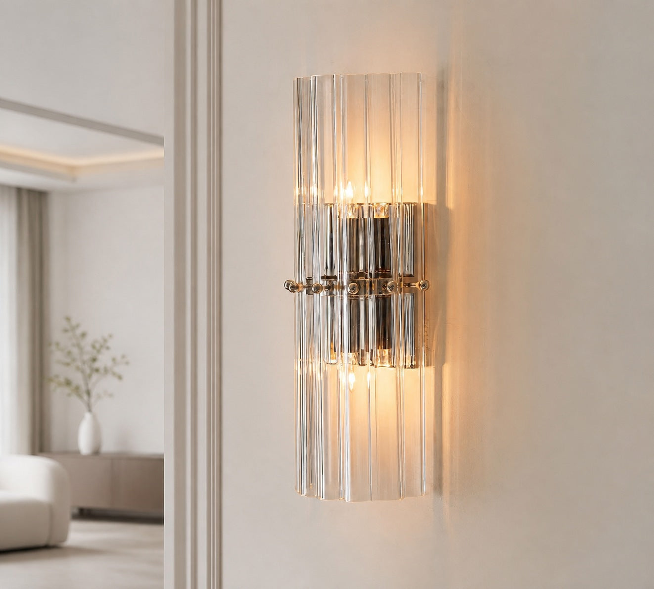 Lumora Crystal Wall Sconce – Elegant Lighting for Hallway & Bedroom