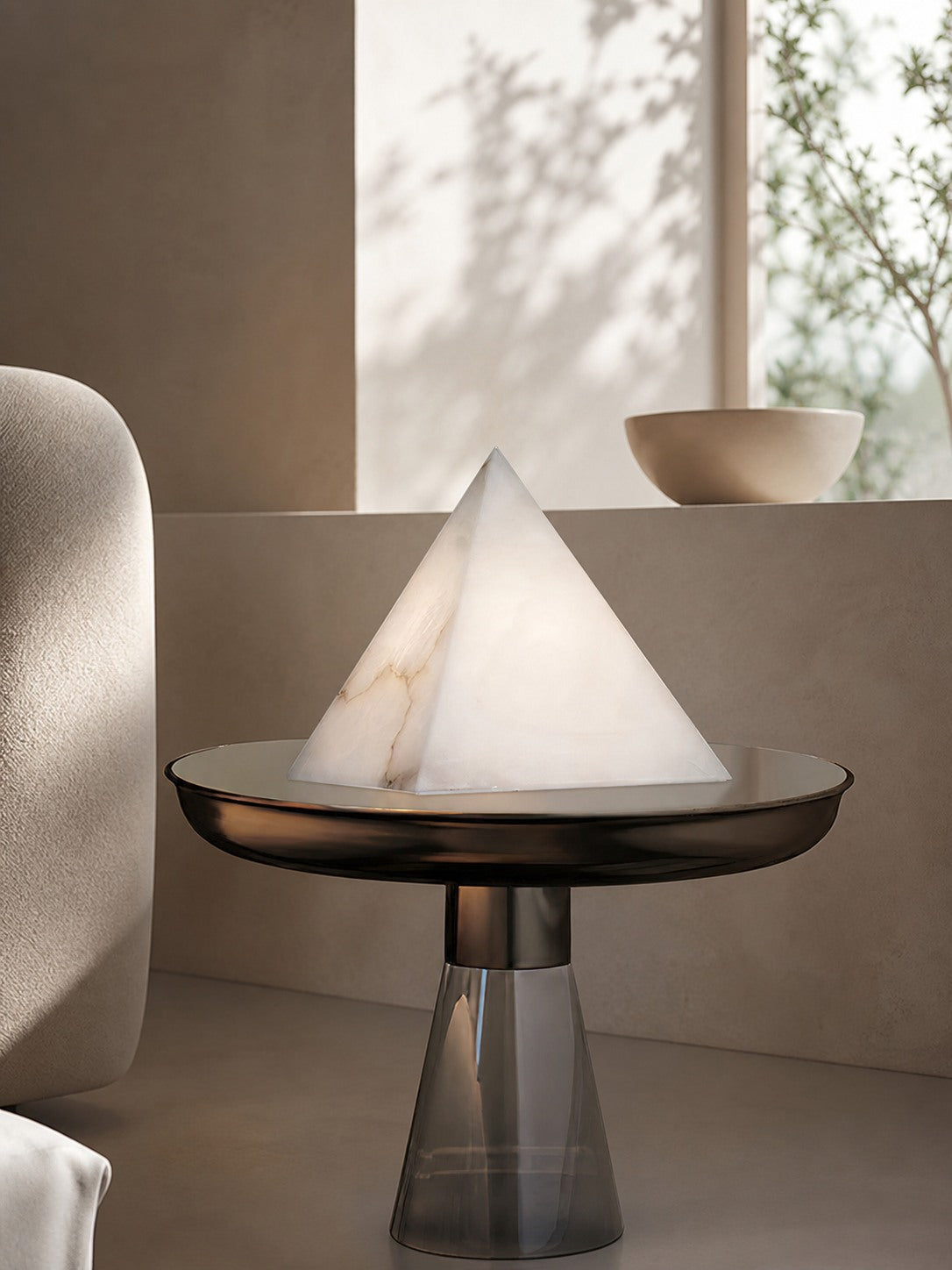 Alabaster Pyramid Table Lamp