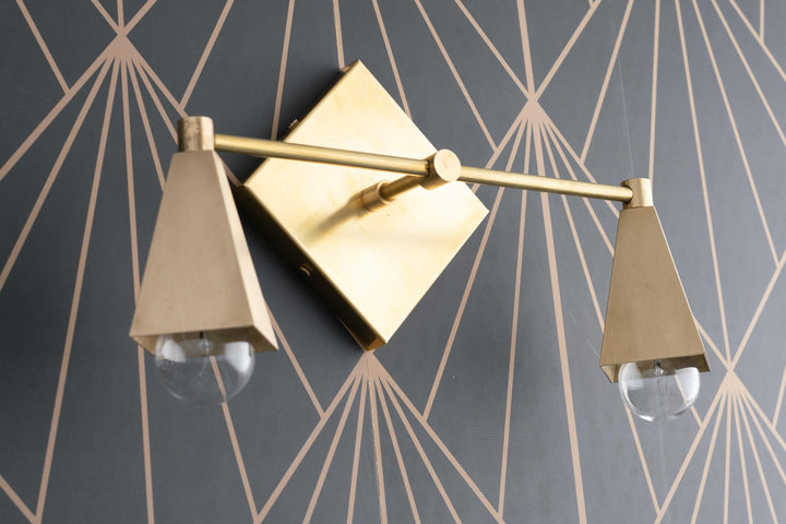 Ornato Luxe Geometric Vanity Light - Solid Brass Art Deco Bathroom Lighting