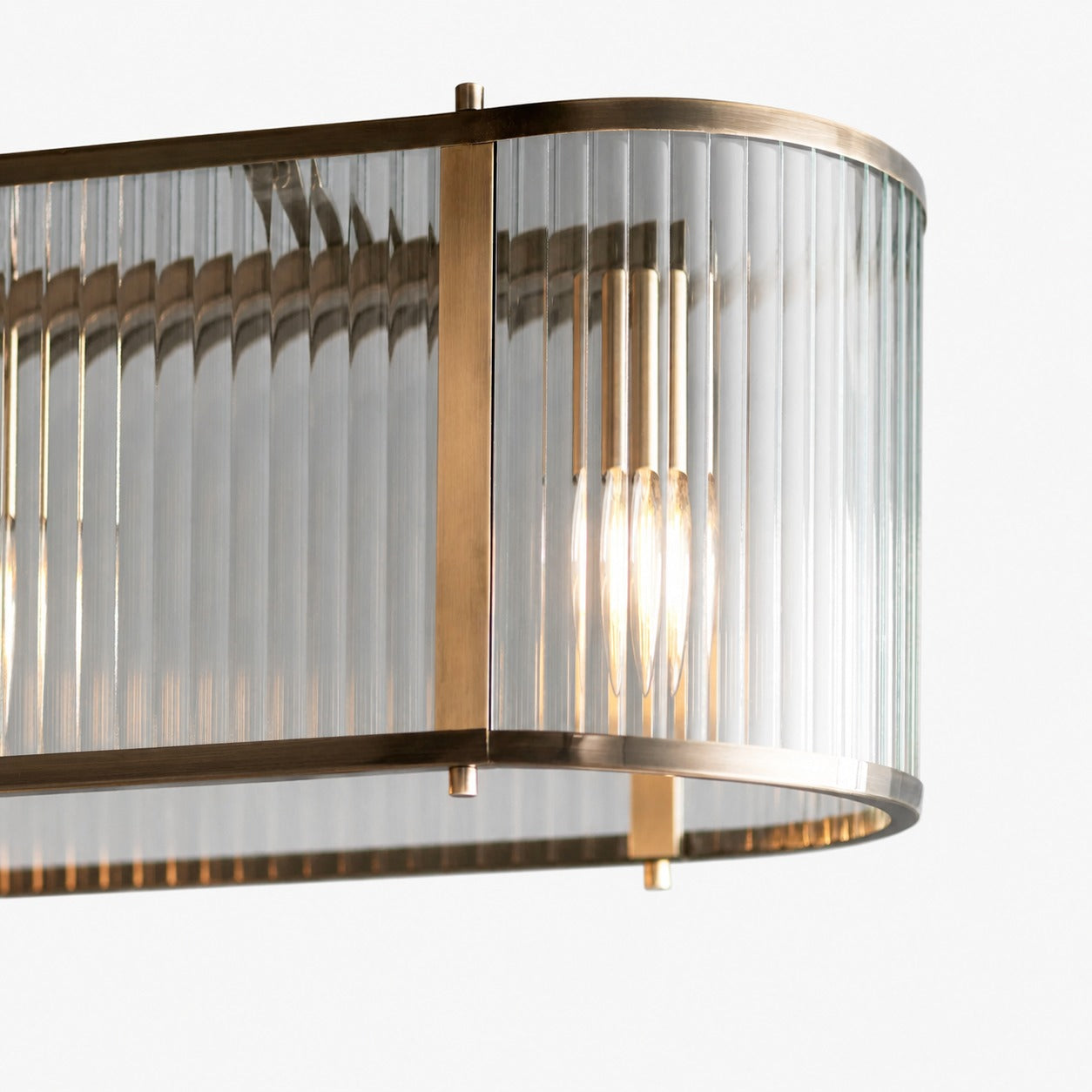 RibGlow Ribbed Glass Pendant Light - Antique Style Pendant Light for Dining Room