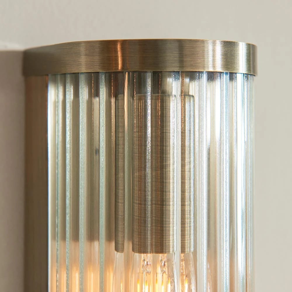 RibGlow Art Deco Ribbed Glass Wall Light - Vintage-Inspired Sconce for Living Room
