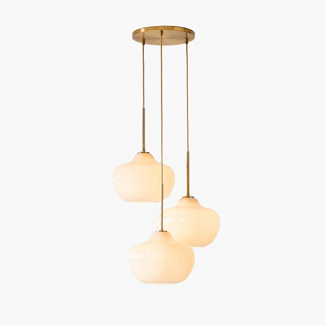 Rivrona Ribbed Glass 3-Light Chandelier - Sculptural Modern Lighting for Home