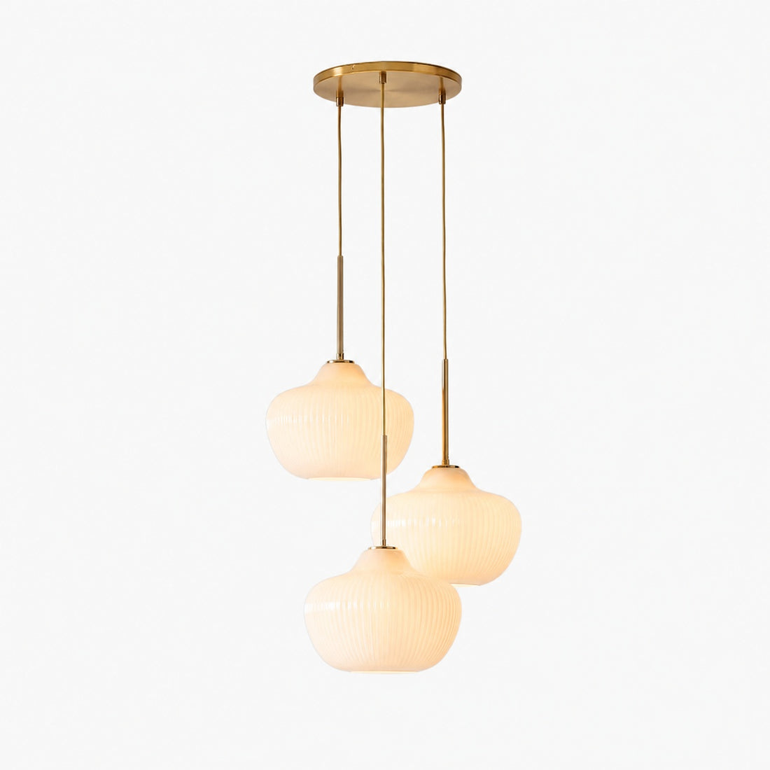 Rivrona Ribbed Glass 3-Light Chandelier - Sculptural Modern Lighting for Home