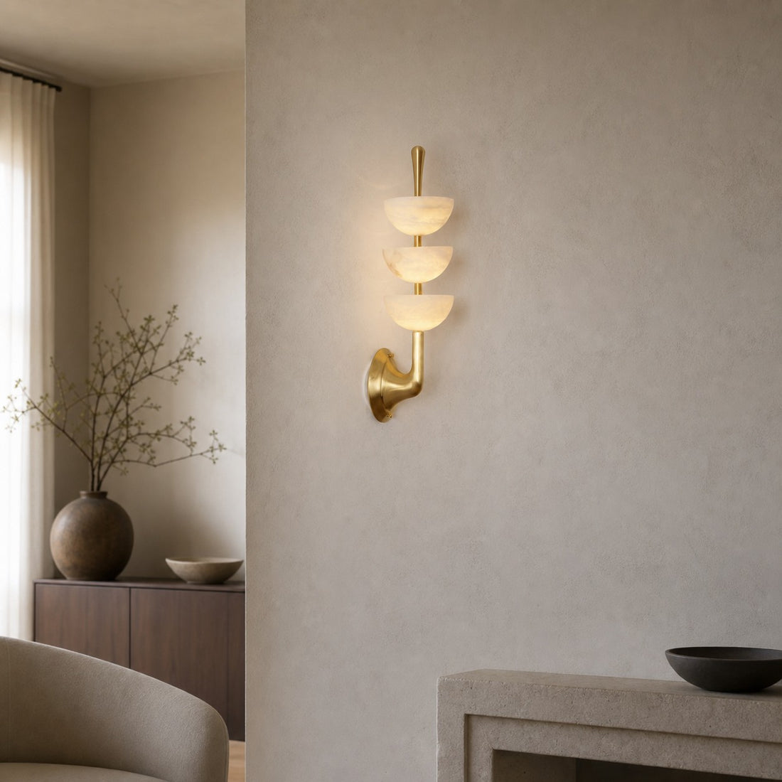 Triple Alabaster Wall Lamp