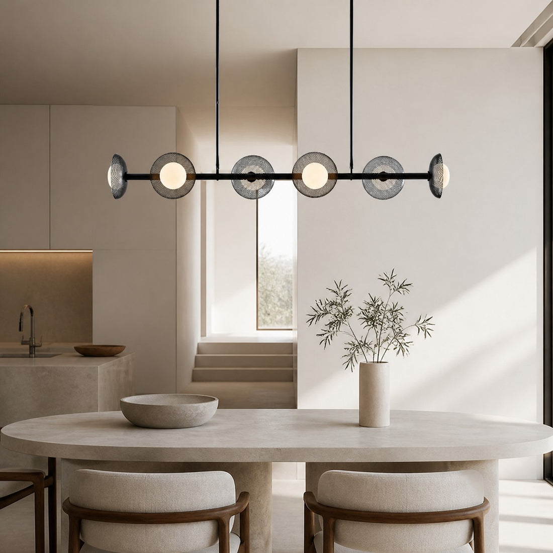 Elorina 6-Light Linear Chandelier - Modern Metal Light Fixture - Dining Room Lighting