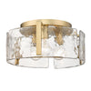 Hammered Water Glass Ceiling Light -  Gold Drum Flush Mount Light