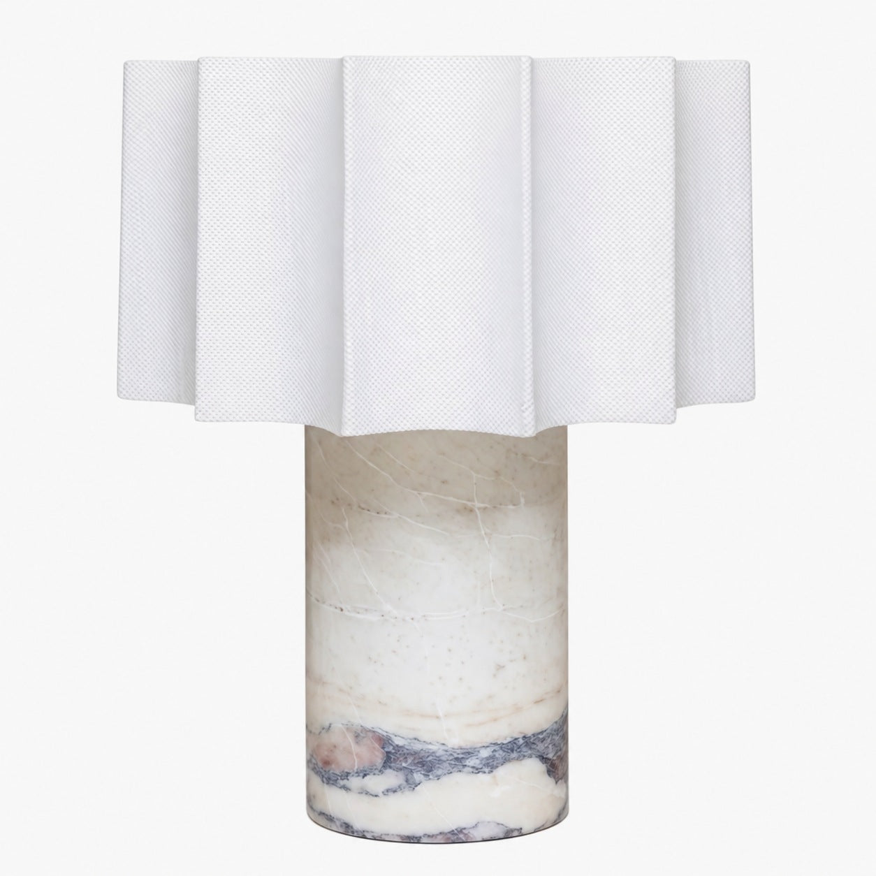 Cavilon Table Lamp with Fan-Shaped Linen Shade - Stone Finishes Suitable for Living Rooms