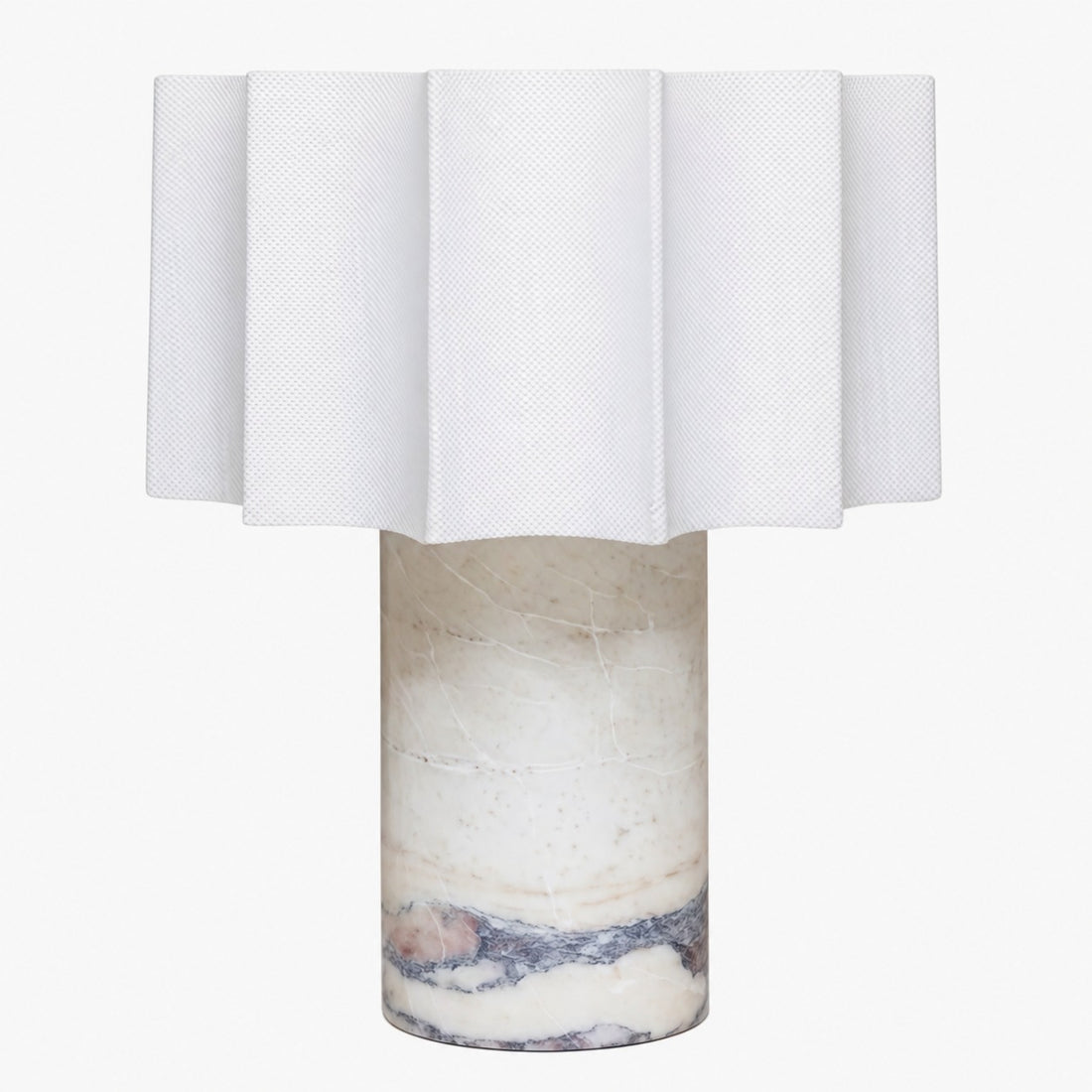 Cavilon Table Lamp with Fan-Shaped Linen Shade - Stone Finishes Suitable for Living Rooms