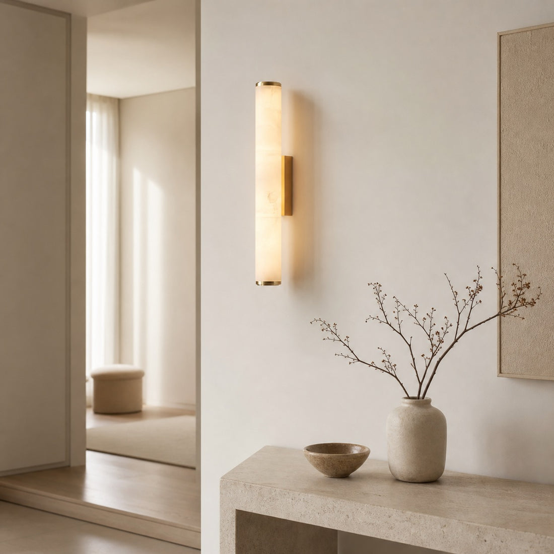 Solaryx Modern Alabaster Wall Lamp - Lighting for Bedroom Living Room
