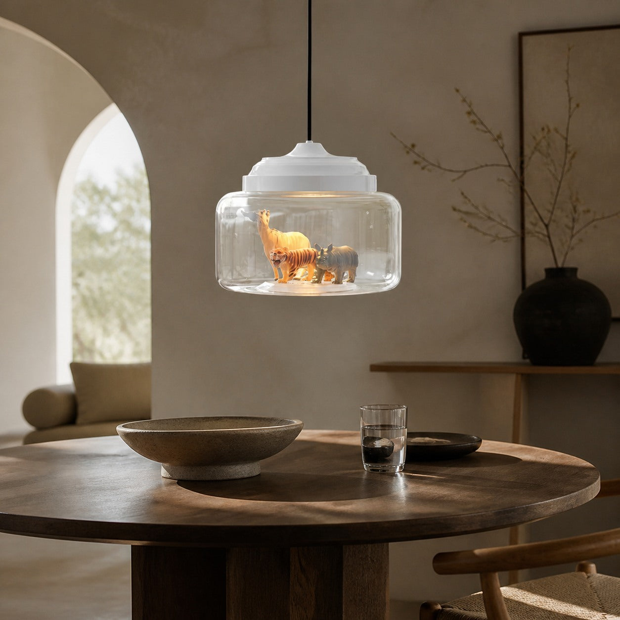 Beastlynn Animal Glass Pendant Lamp - Creative Zoo Design Hanging Light for Nursery N23