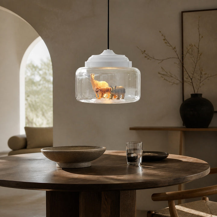 Beastlynn Animal Glass Pendant Lamp - Creative Zoo Design Hanging Light for Nursery N23