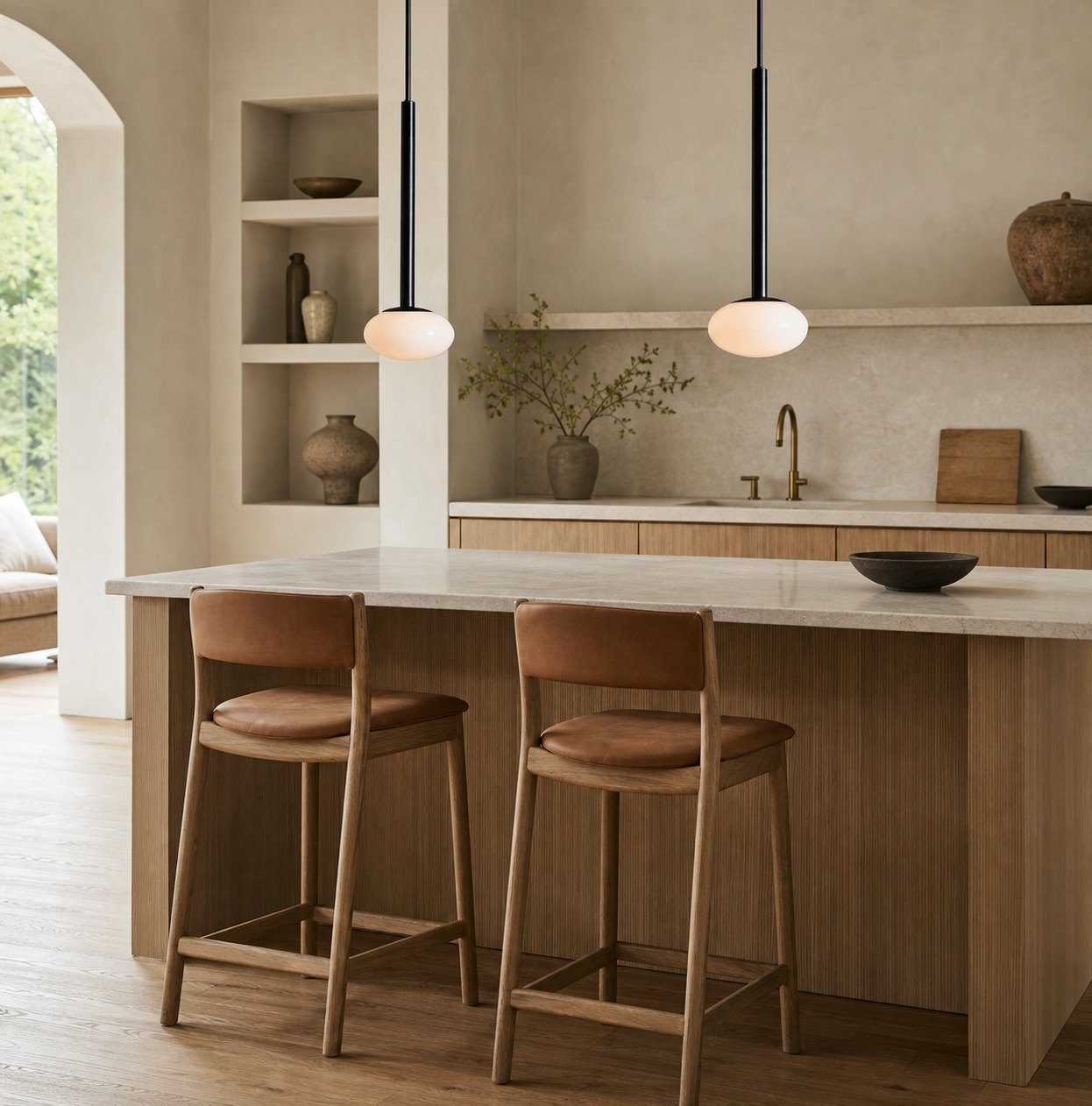 Rolvona Globe Pendant Light - Modern Oval Shade Hanging Lamp