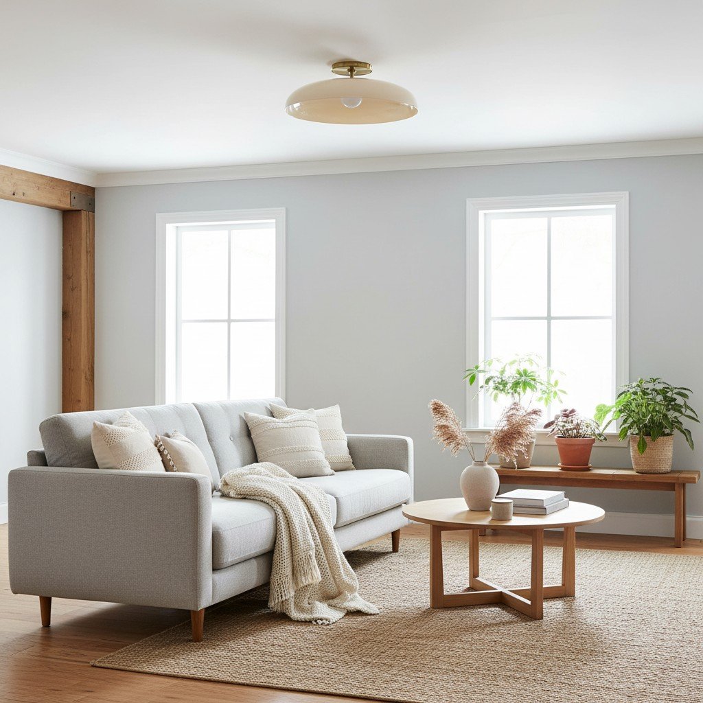 Vega Glass Flush Mount - Champagne-Tinted Globe Modern Glass Ceiling Light for Hallway