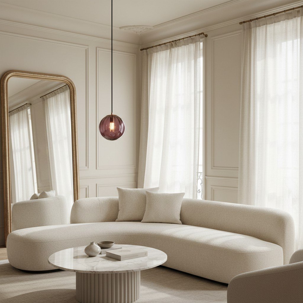 Lunorie Iron Metal Glass Globe Pendant Light - Sculpted Adjustable Pendant for Dining Spaces