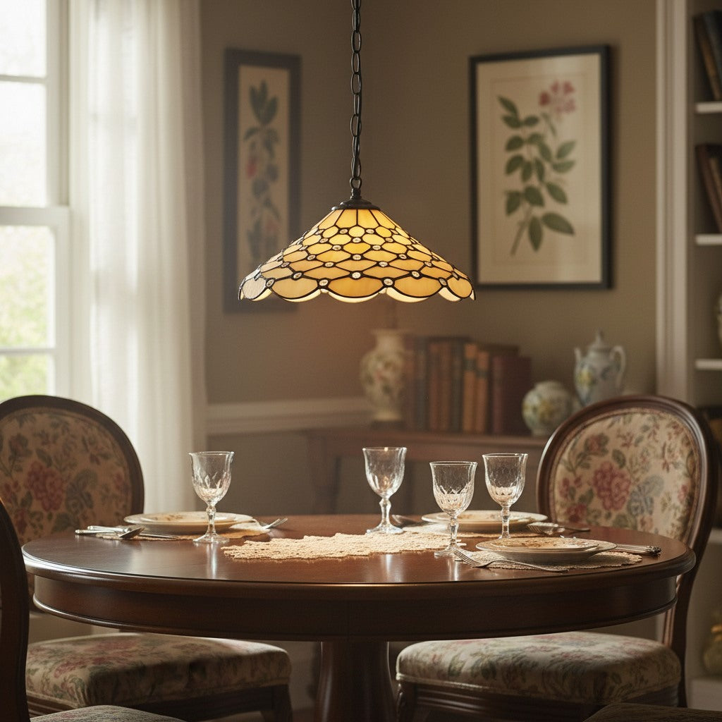 TF Pearl Pendant Light – With A Glass Shade and Adjustable Length for Dining and Kitchens