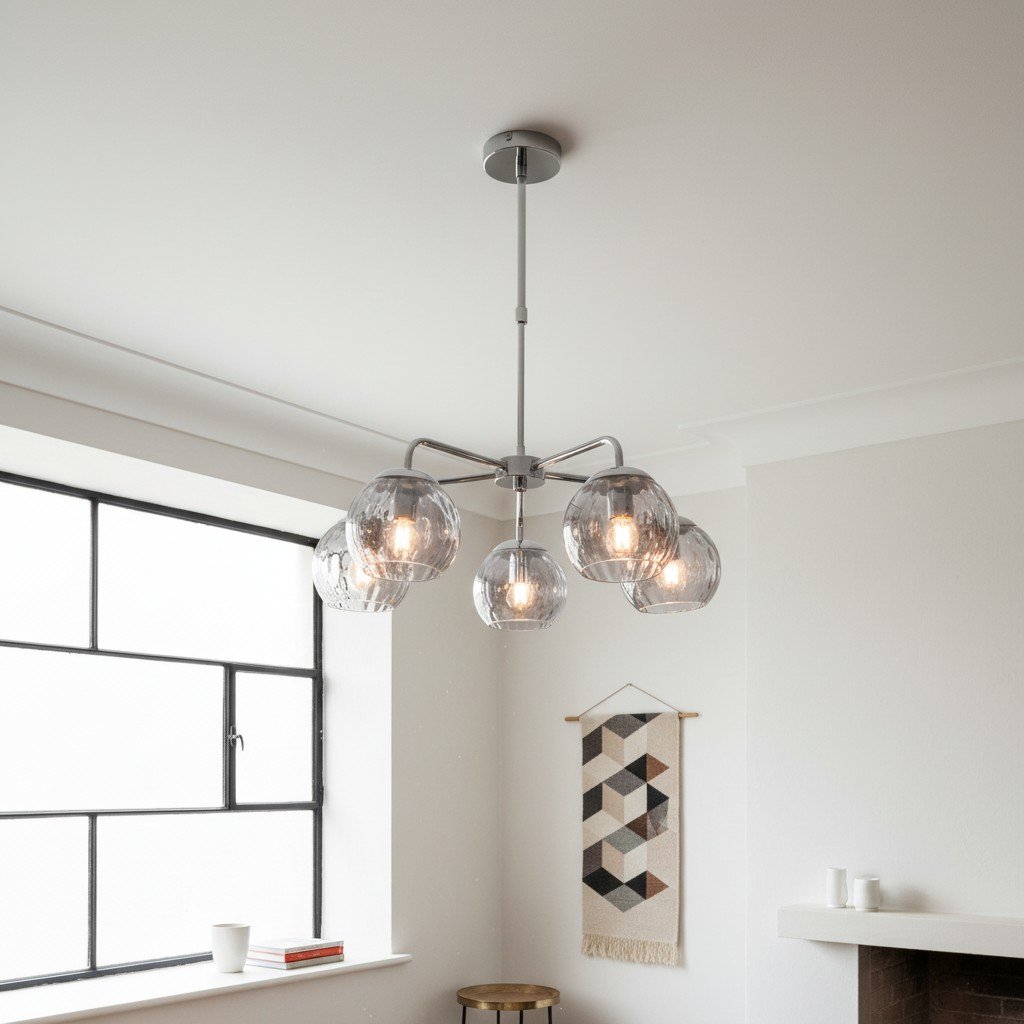 Tracian Glass Mid-Century Modern Globe Pendant Light for Dining Room