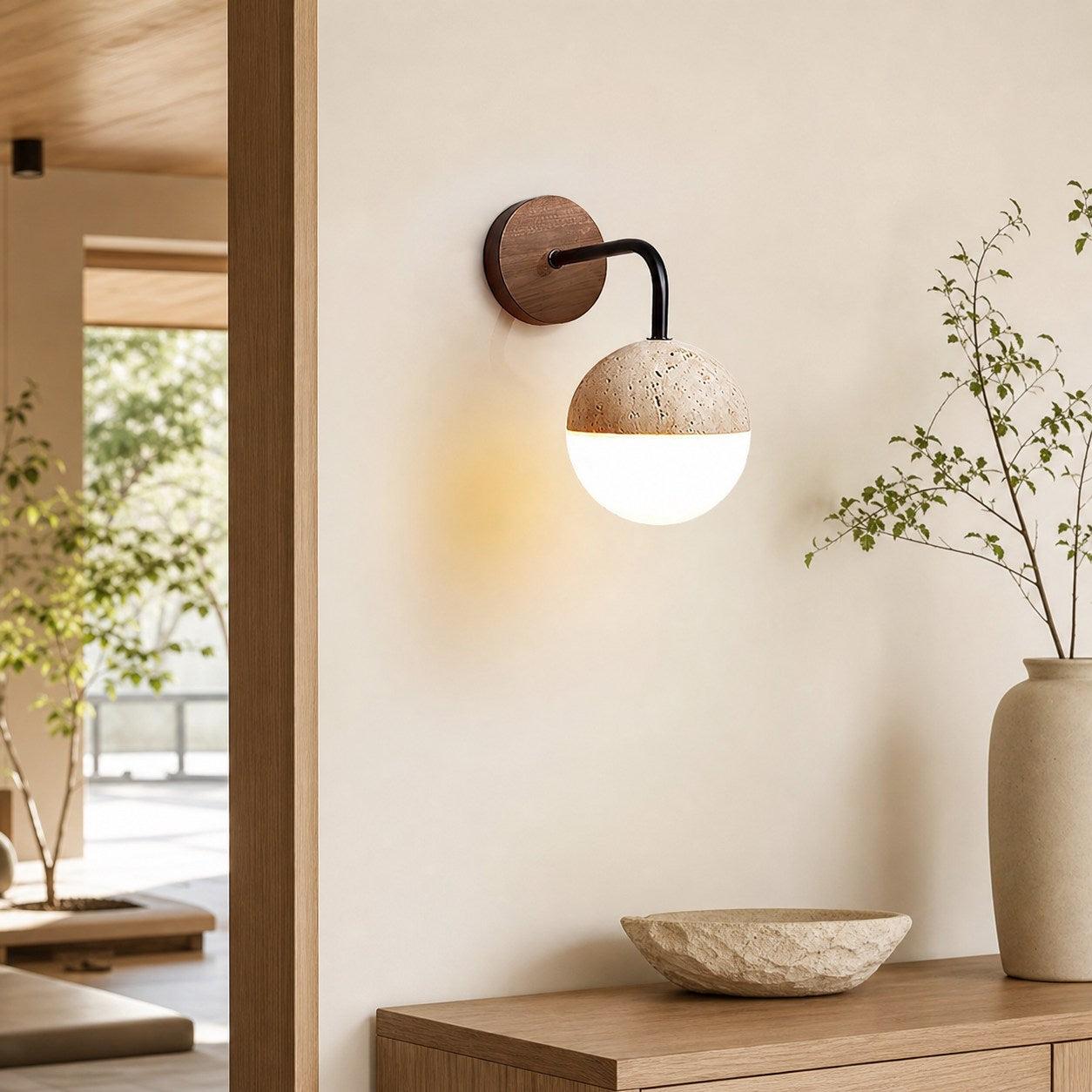 Tia Travertine Wall Lamp