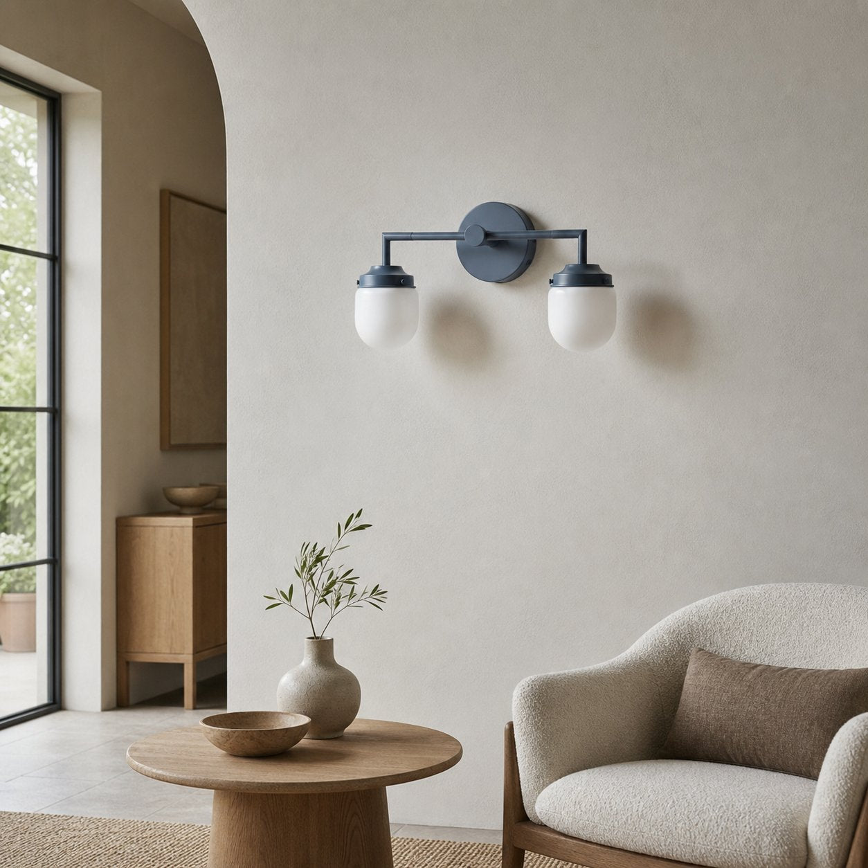 Opalume Glass Double Vanity Light - Vintage Style Bathroom Double Wall Lighting
