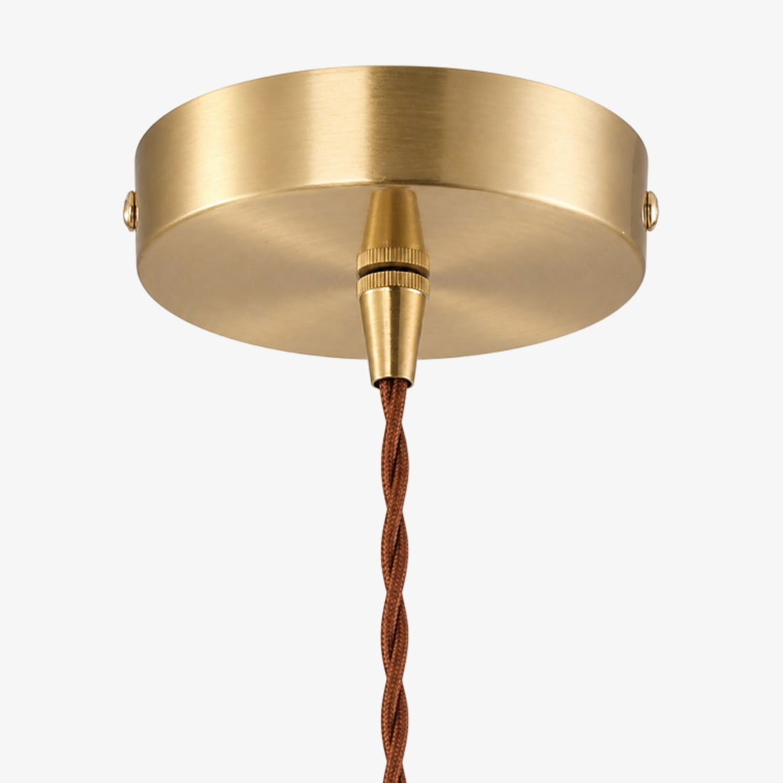 Antique brass ceiling canopy and brown twisted cord detail