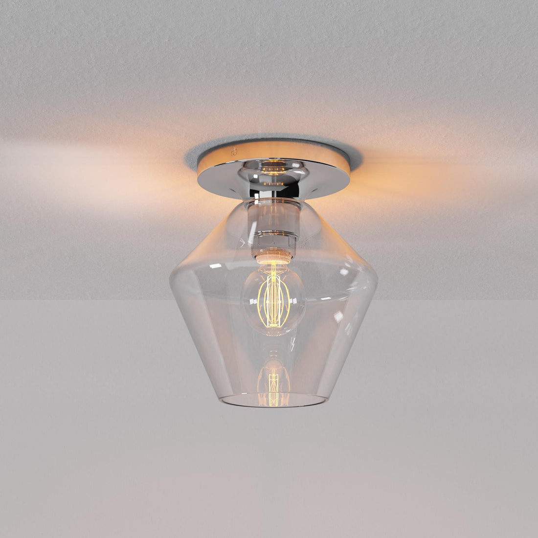 Merin Minimalist Sleek Geometric Glass Flushmount Light
