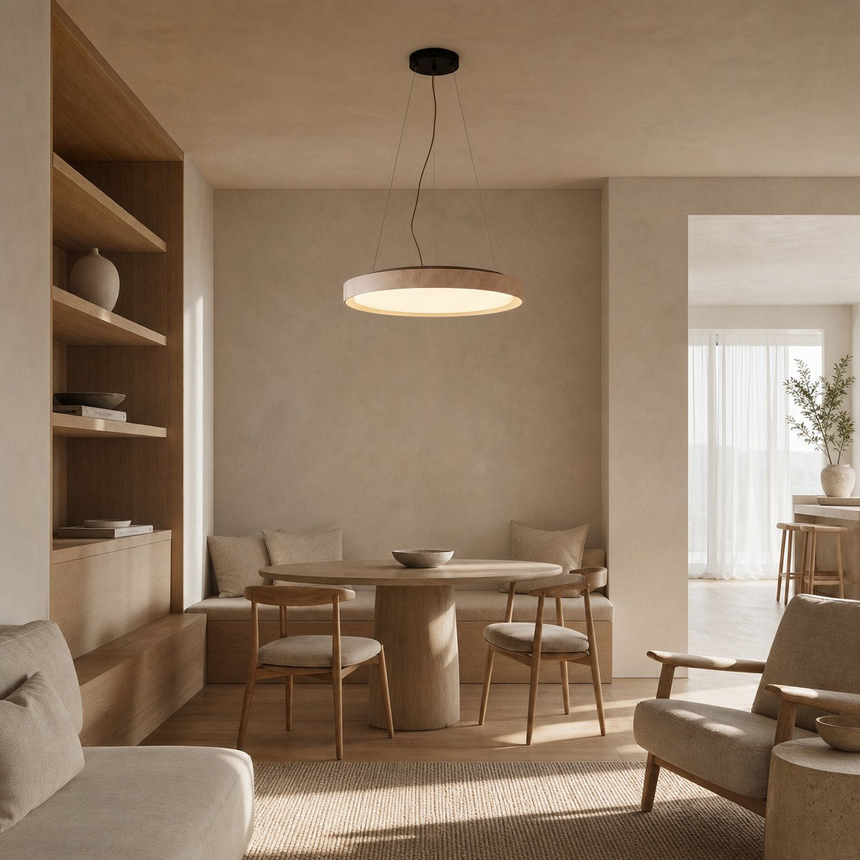 Miravelle Minimalist Pendant Lamp with Natural Stone Shade for Dining Room