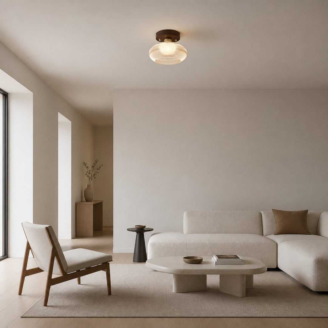 Soliro Modern Dome Glass Ceiling Light with Sleek Minimalist Form for Kitchens and Living Areas
