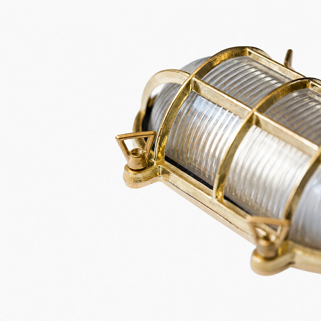Ivoran Bulkhead Wall Sconce - Brass Caged Glass Vintage Industrial Light for Outdoor and Bathroom