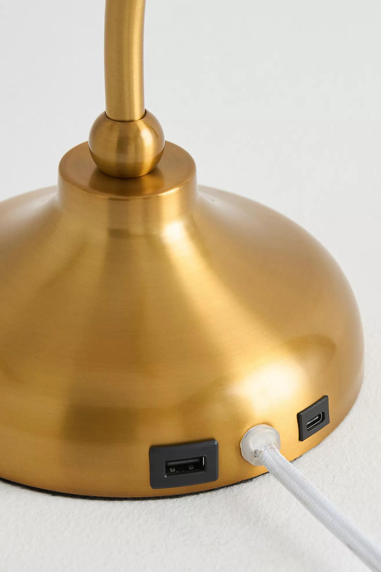 Rayla Vintage Brass Finish Table Lamp – Scalloped Glass Shade for Bedroom Accent