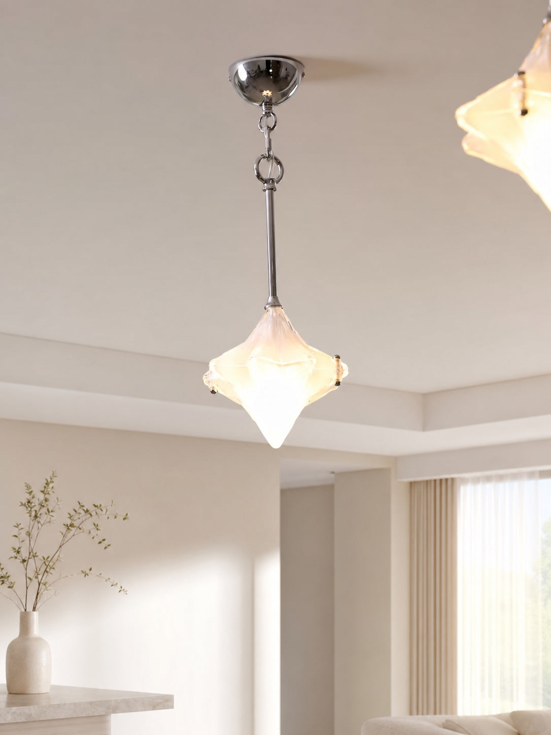 Art Deco Astris Elara Star Pendant Light – Frosted Glass Pendant with Geometric Style