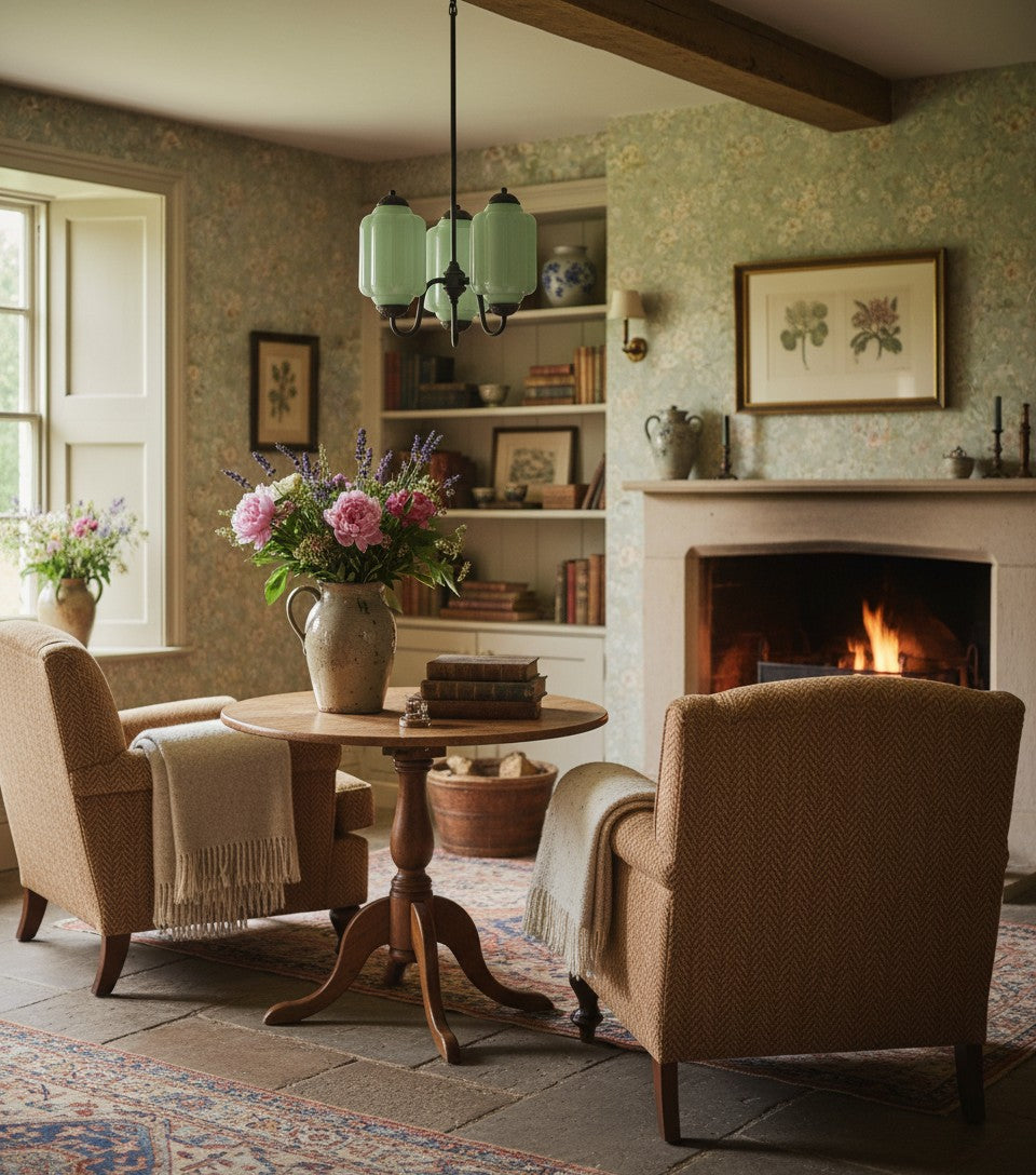 Eloise Vintage Glass Chandelier - Milk Glass Home Accent