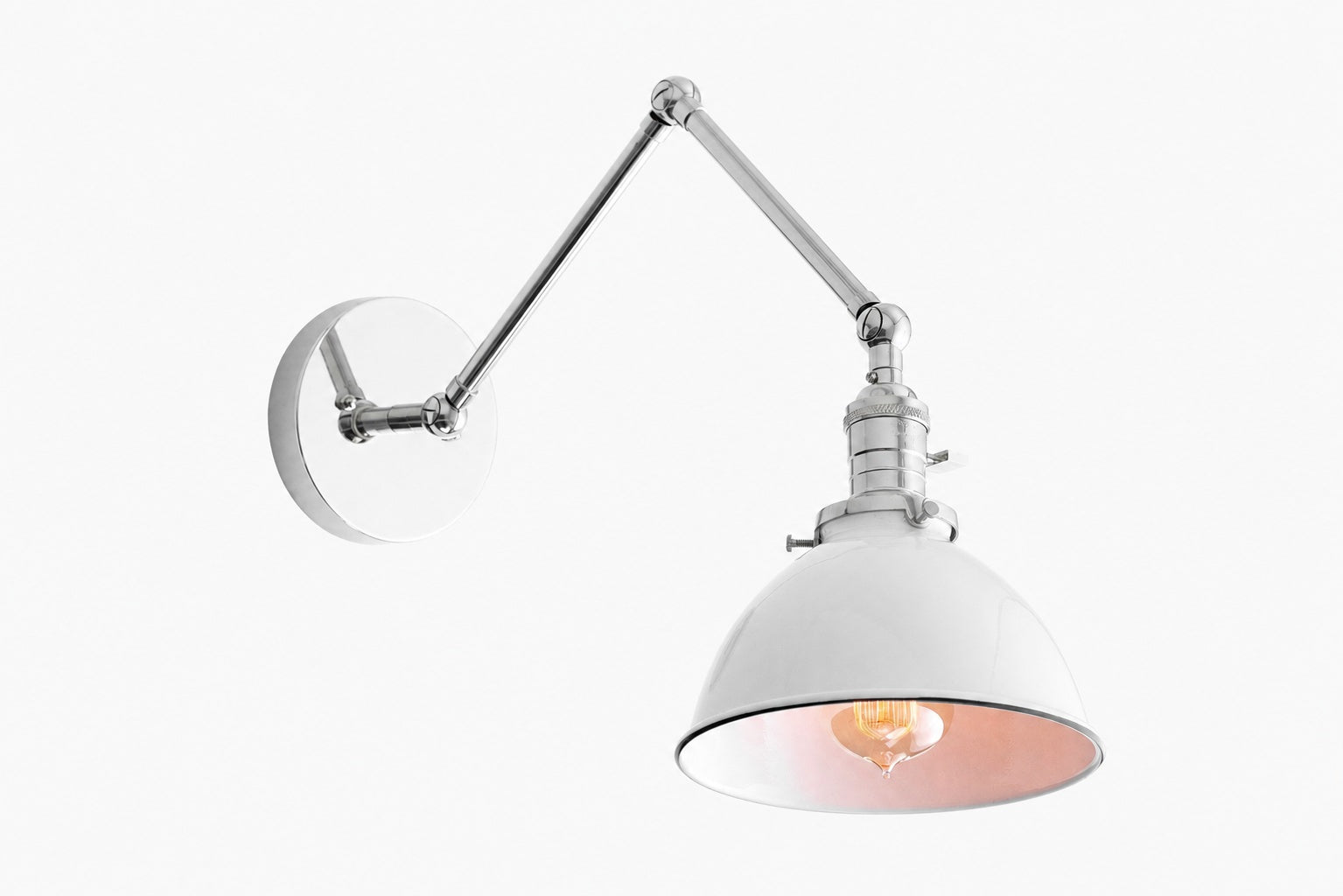 Conique Metal Vintage Industrial Swing Arm Wall Lamp - Adjustable Dome Shade for Study