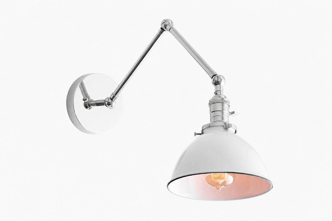 Conique Metal Vintage Industrial Swing Arm Wall Lamp - Adjustable Dome Shade for Study