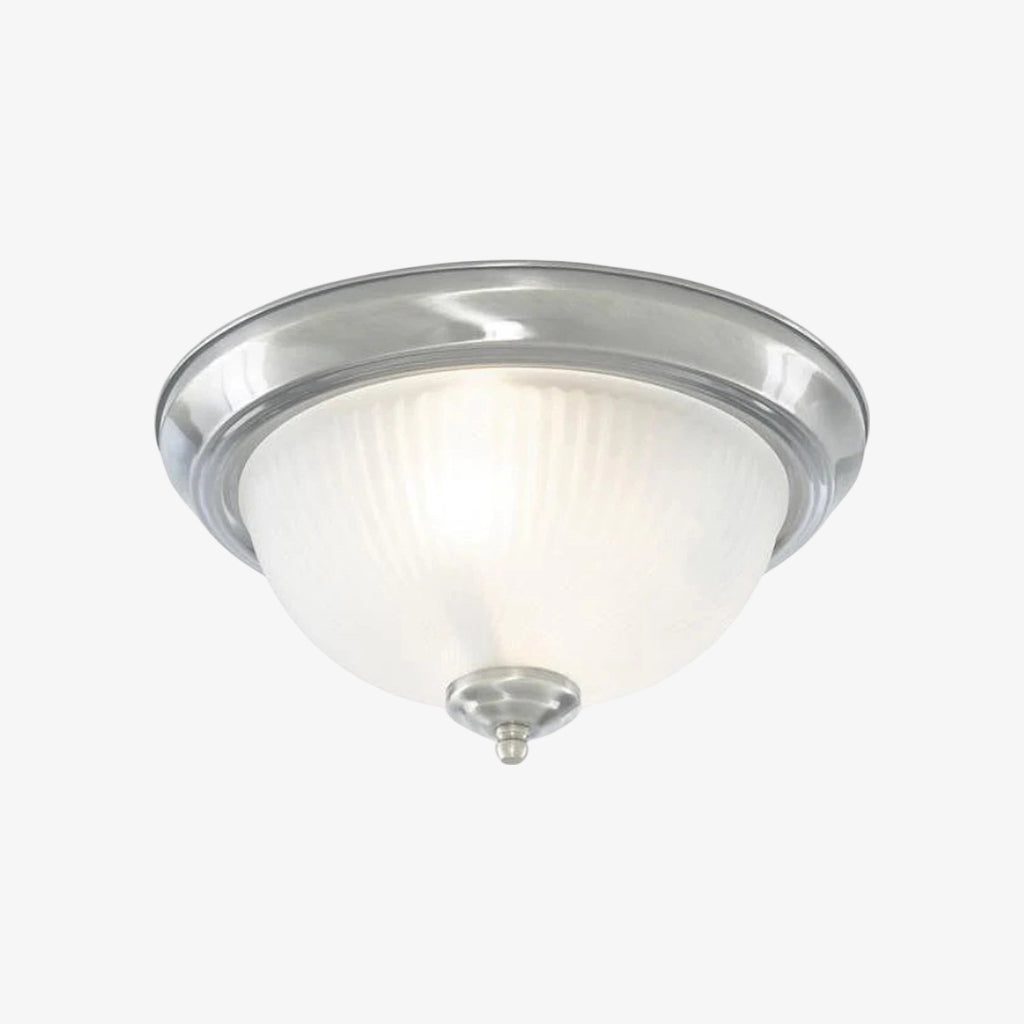 TF Vintora Modern Flush Ceiling Light – Ribbed Glass and Metal Trim for Kitchens or Hallways