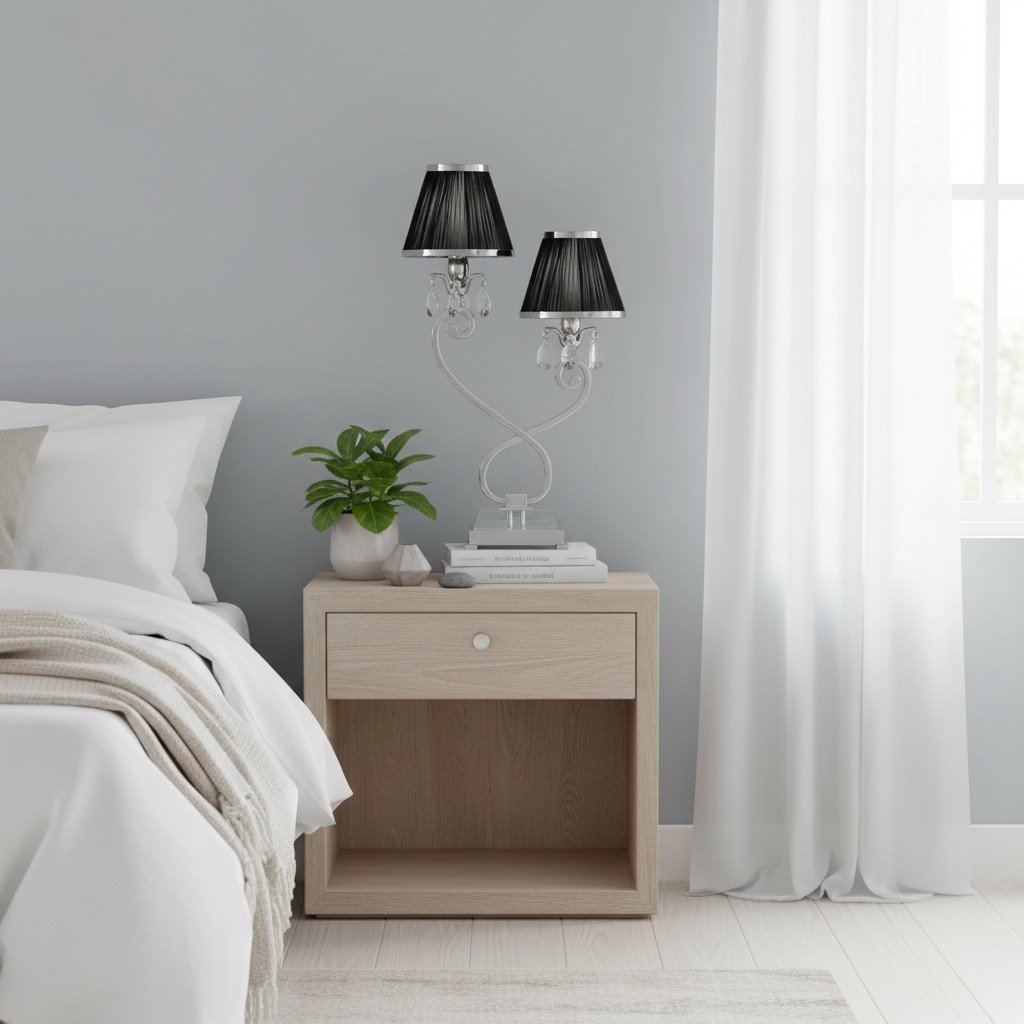 Talonis Double Table Lamp – Dual Shades and Metal Base for Bedroom and Living Room