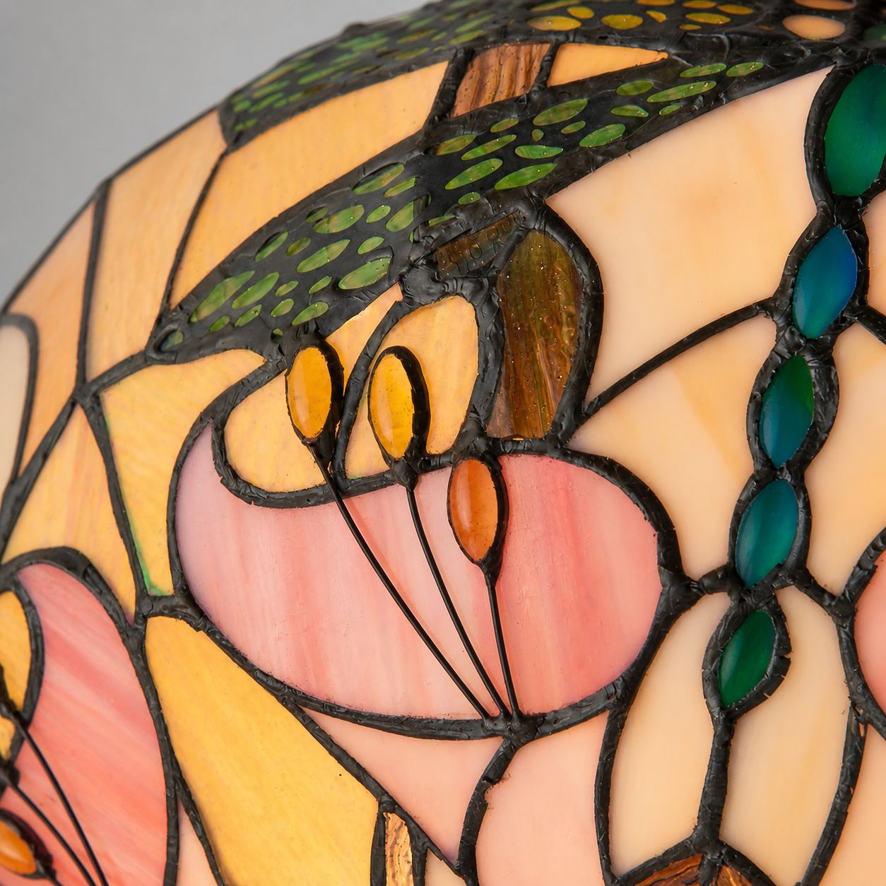 TF Ashton Tiffany Dragonfly Motif Tiffany Glass Flush Surface Mount - Transitional Style for Bedrooms and Lounge Spaces