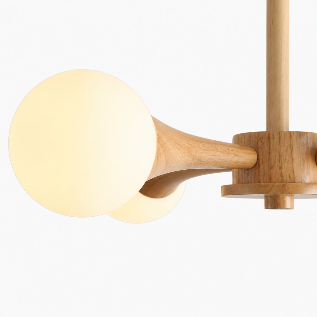Novalune Multi-Light Glass Globe Chandelier with Wood Frame - Japanese Zen Style for Living Room